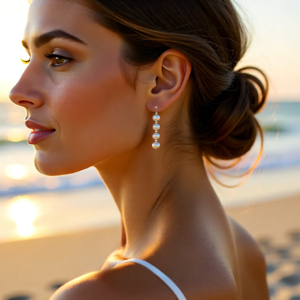 Freshwater Pearl Drop Sterling Silver Earrings